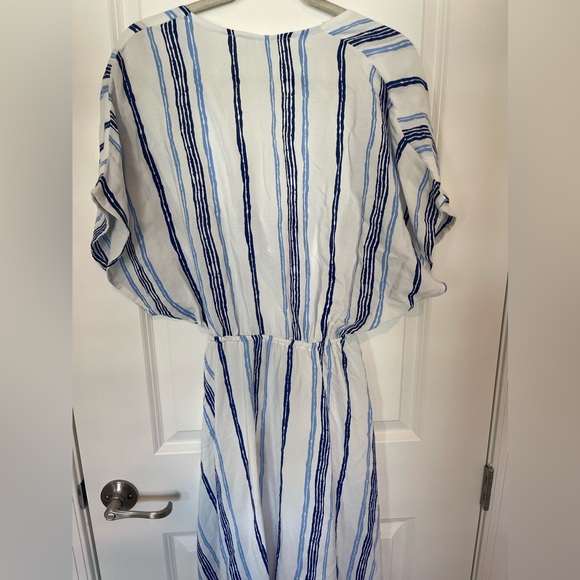 Walker & Wade High Low Swim cover up dress tie front striped blue white - Picture 6 of 8
